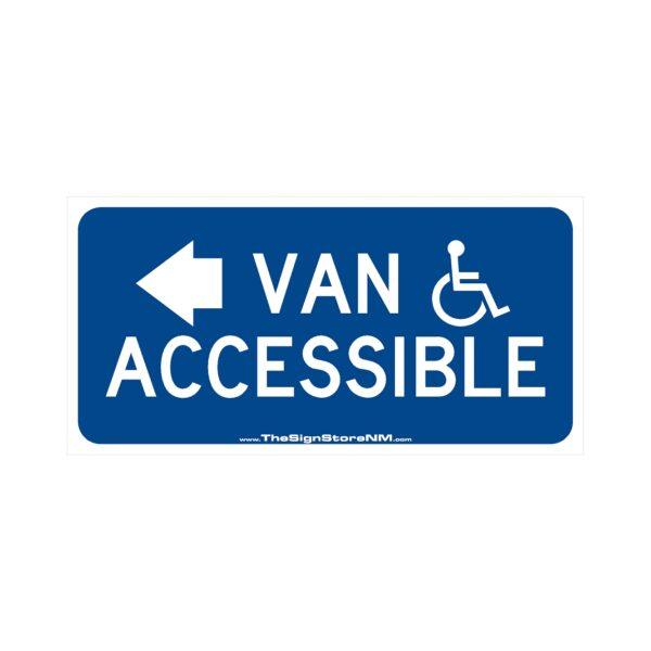 Van Accessible Left Arrow with Symbol Sign - Blue