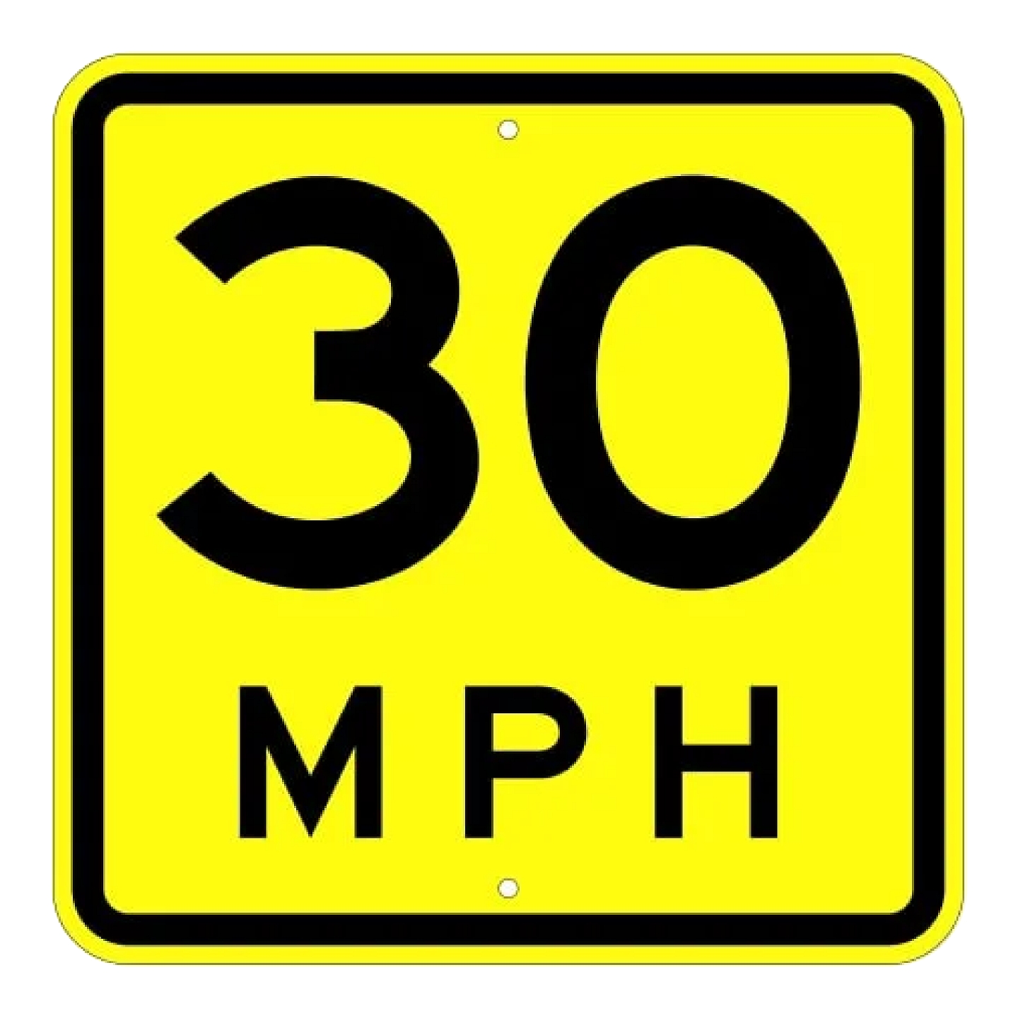 Advisory Speed Plaque Sign - 30 mph - Yellow