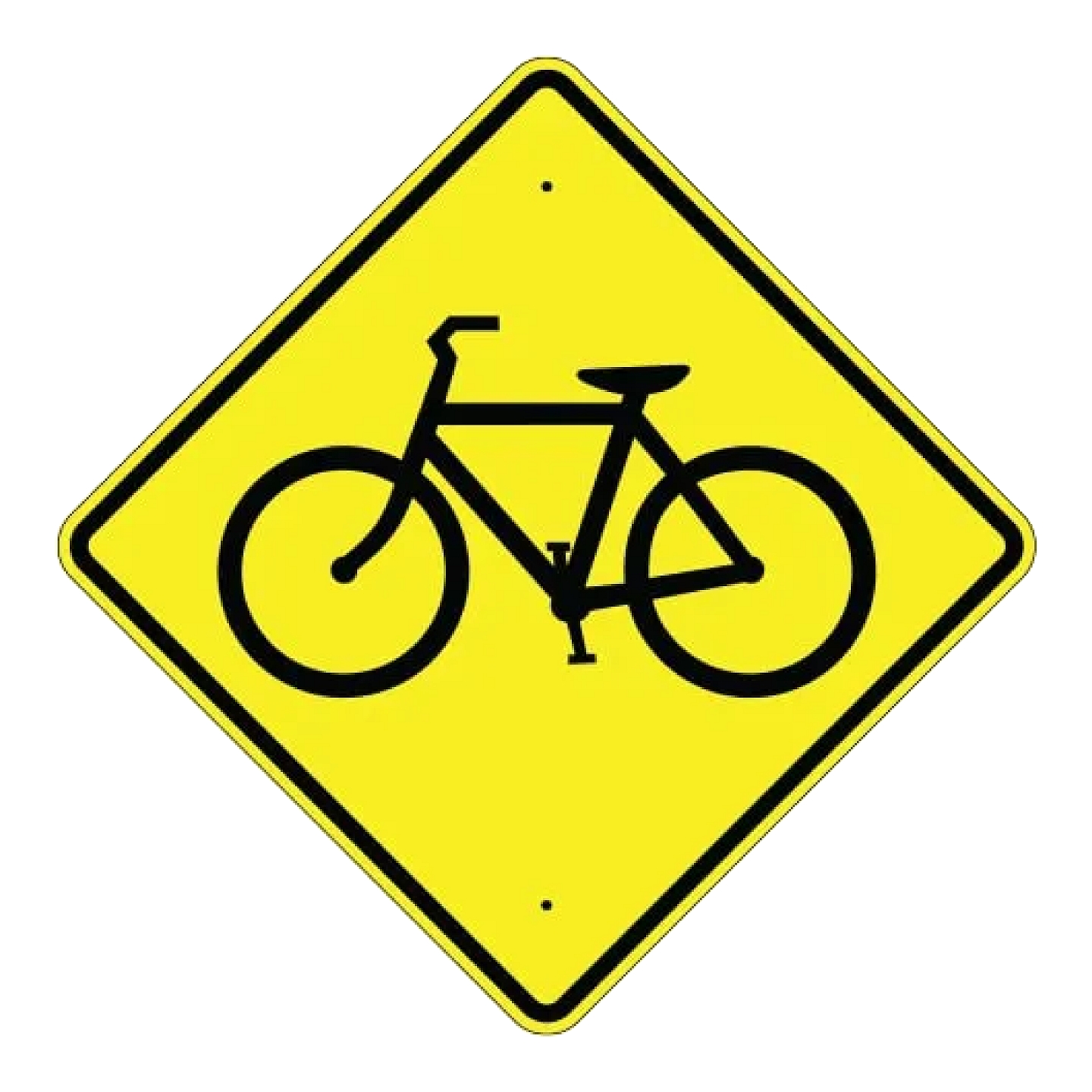 Bicycle Crossing Symbol Sign - Yellow