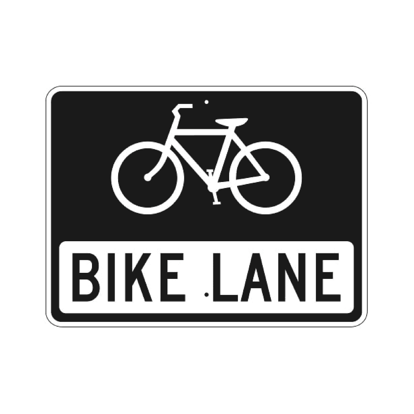 Bike Lane with Symbol Sign - Black