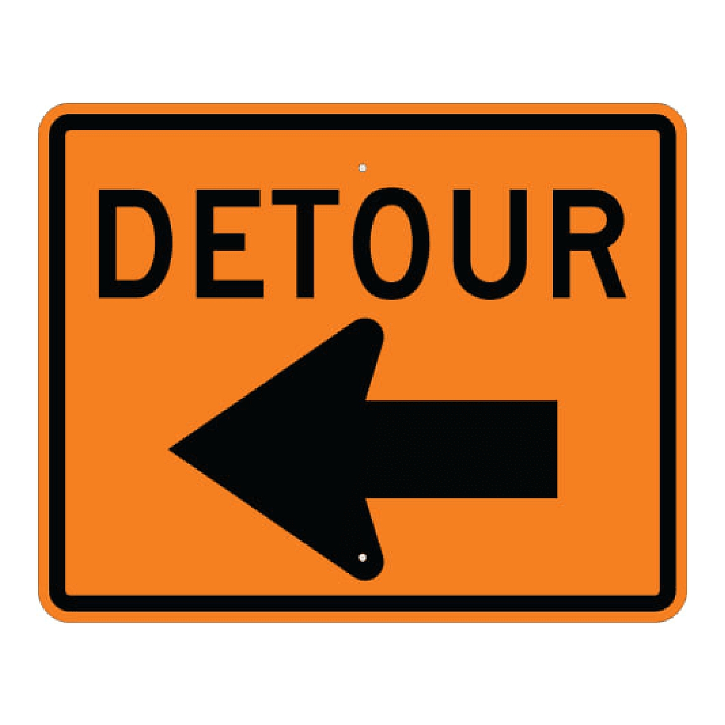 Detour Left Arrow Sign - Orange