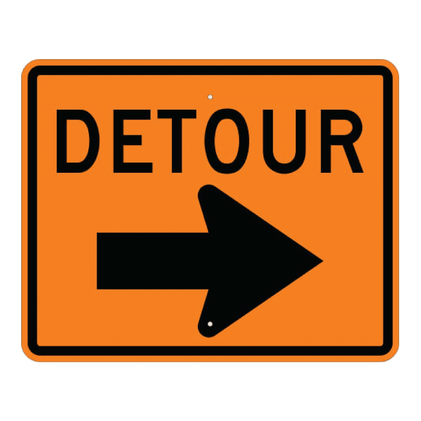 Detour Right Arrow Sign - Orange