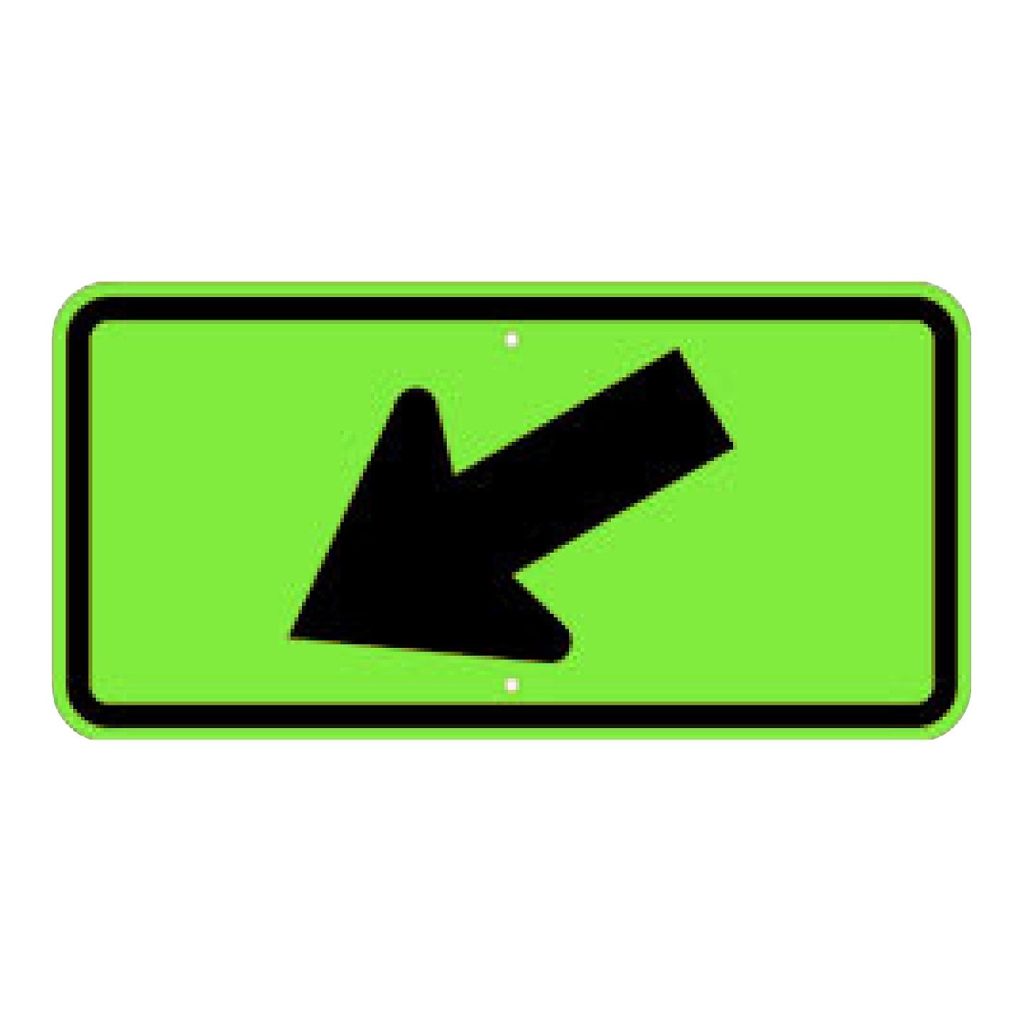 Diagonal Left Arrow Sign - Green