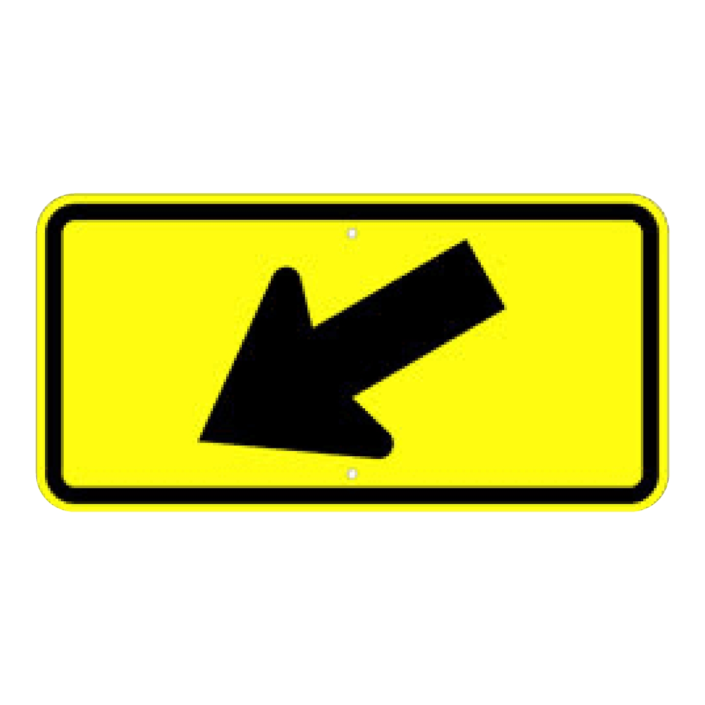 Diagonal Left Arrow Sign - Yellow