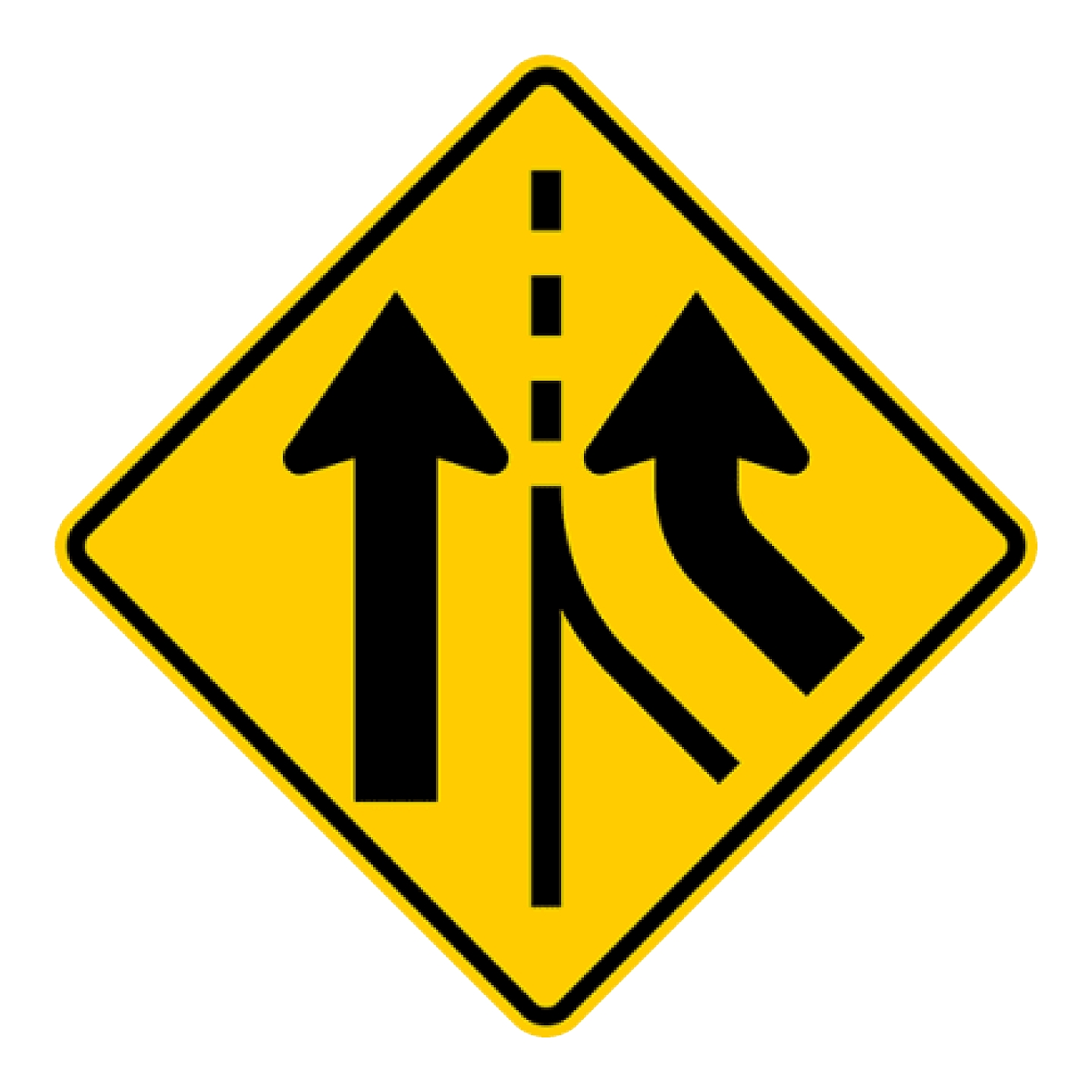 Lane Added Sign - Yellow