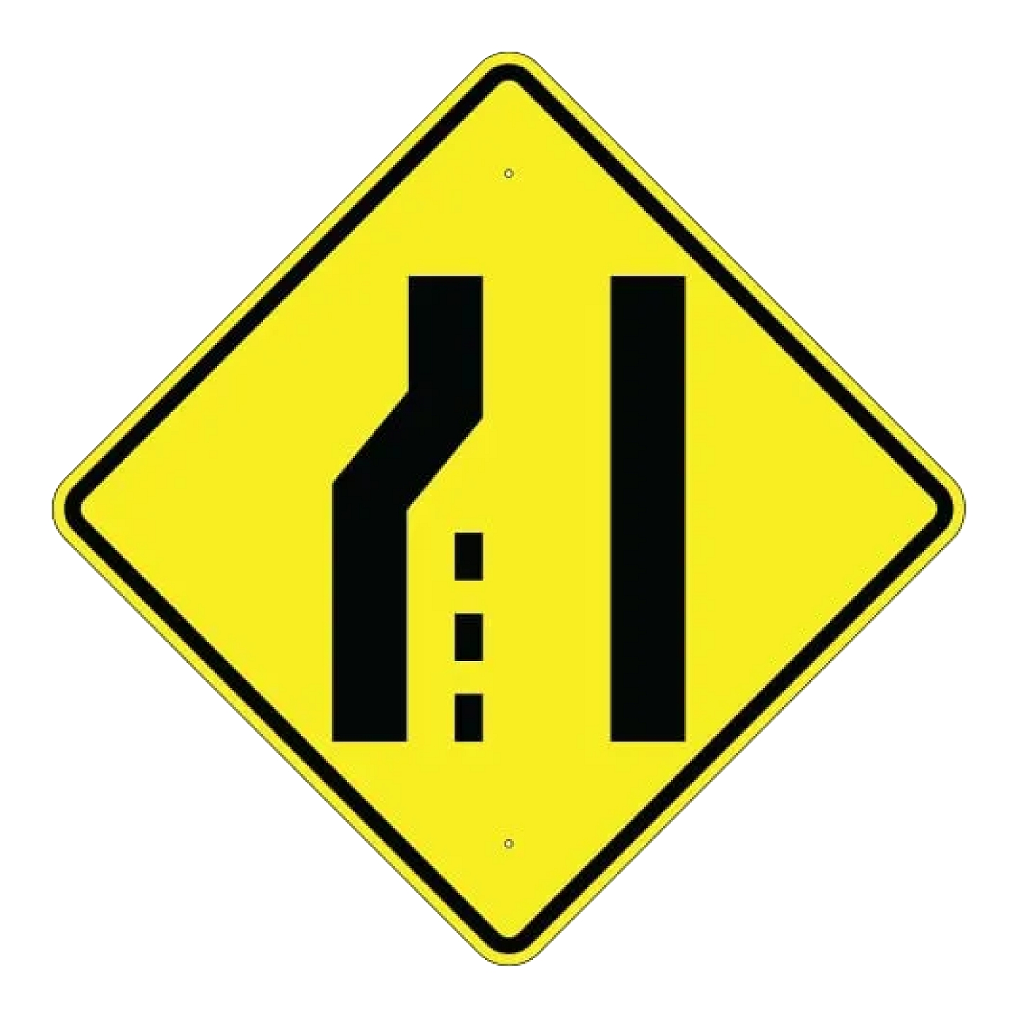 Lane Ends Left Sign - Yellow