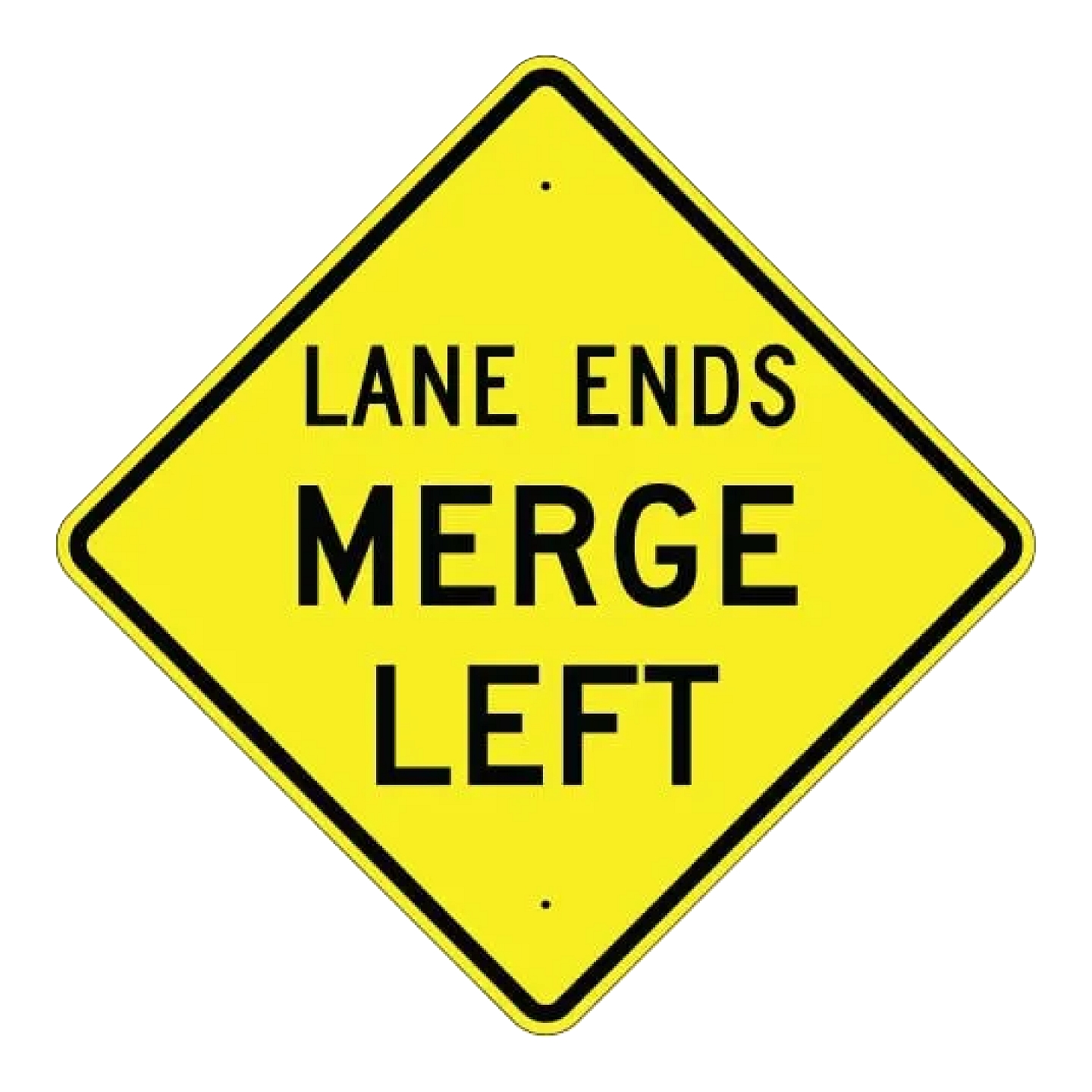 Lane Ends - Merge Left Sign - Yellow