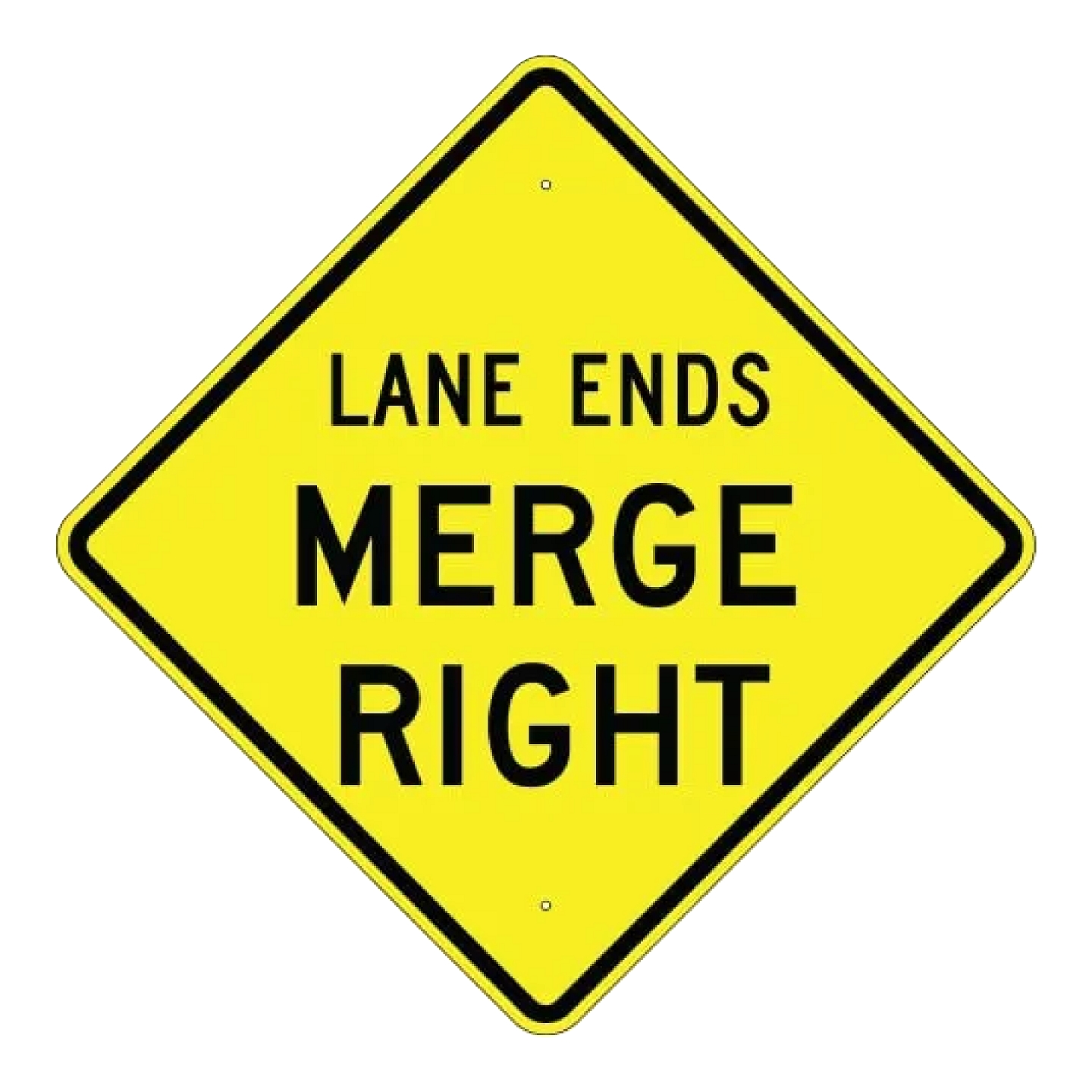 Lane Ends - Merge Right Sign - Yellow