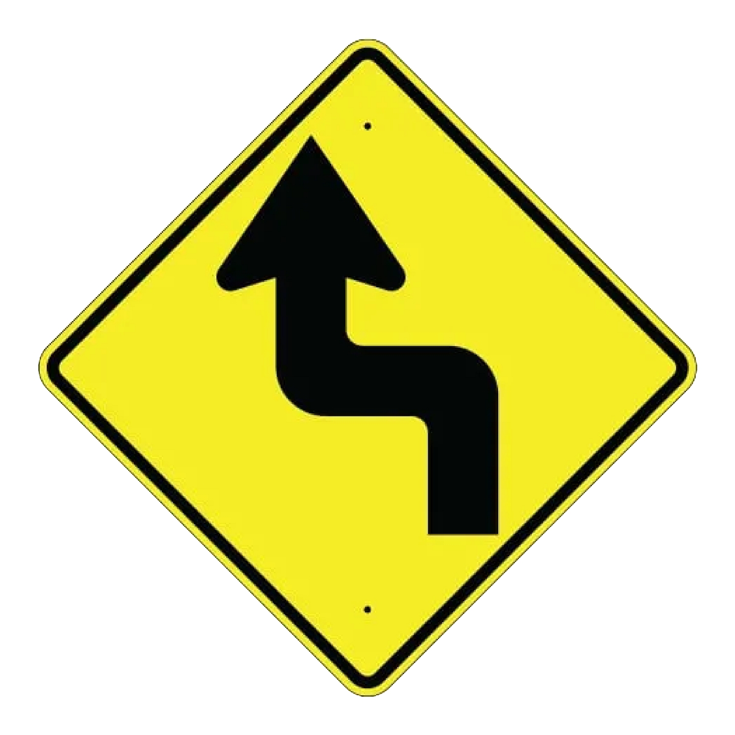 Left Reverse Turn Arrow Symbol Sign - Yellow