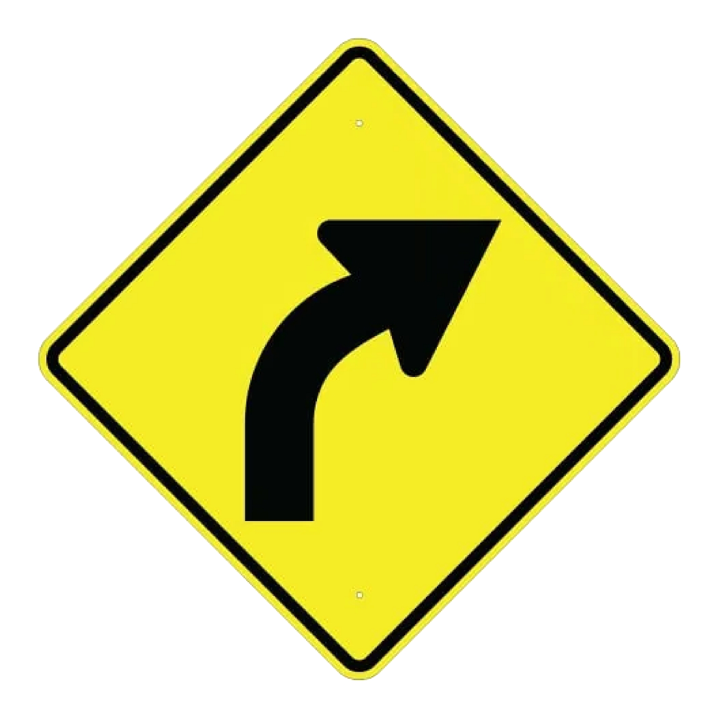 Right Curve Arrow Sign - Yellow