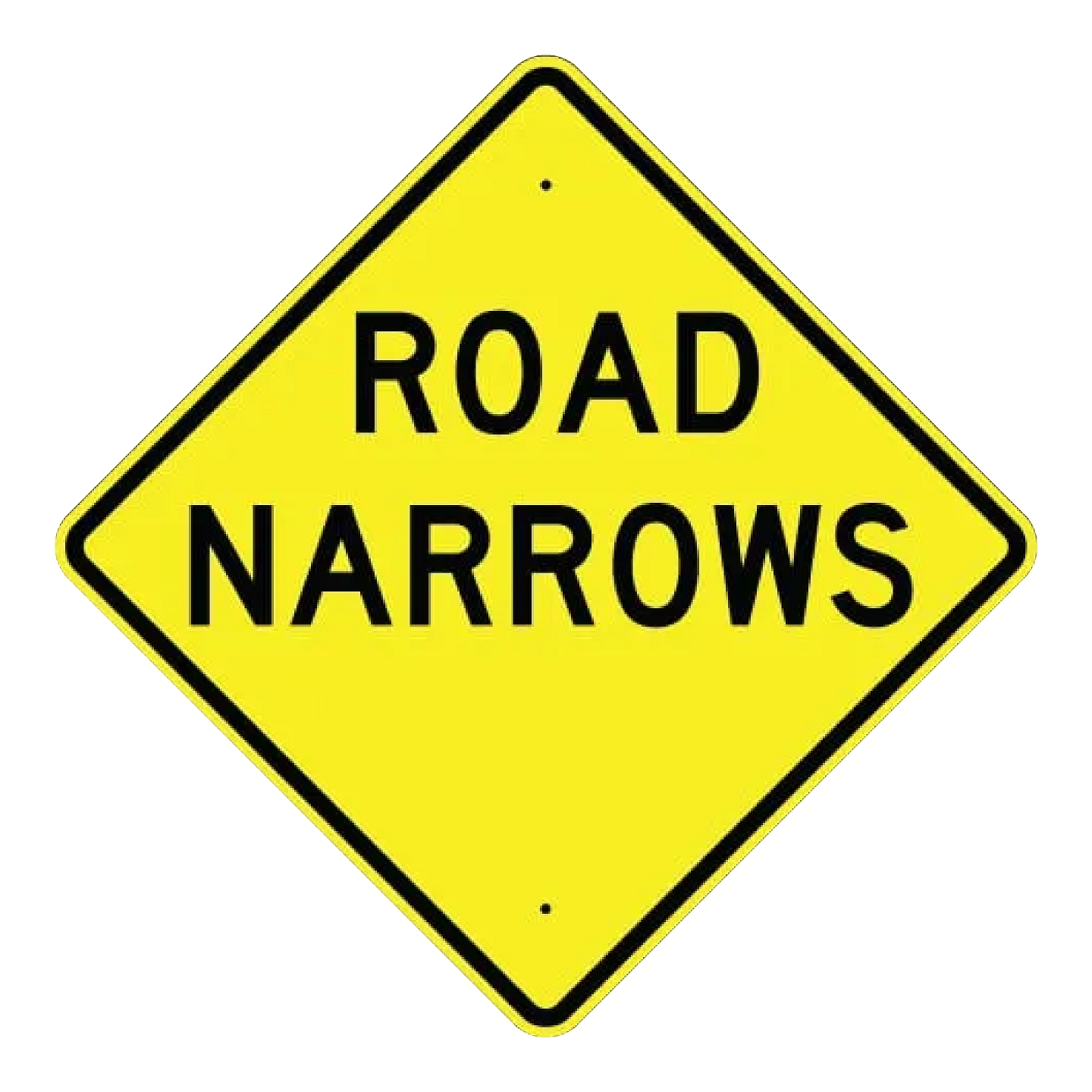 Road Narrows Sign - Yellow