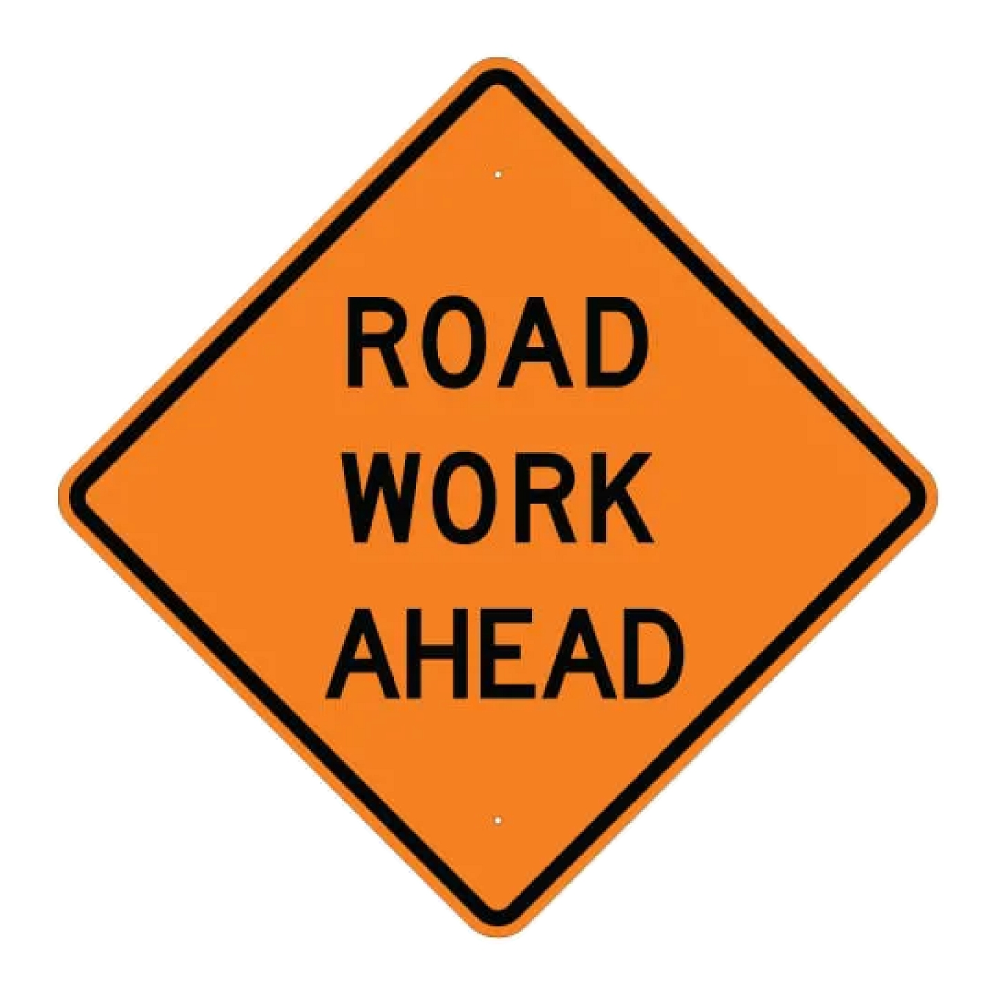 Road Work Ahead Sign - Orange