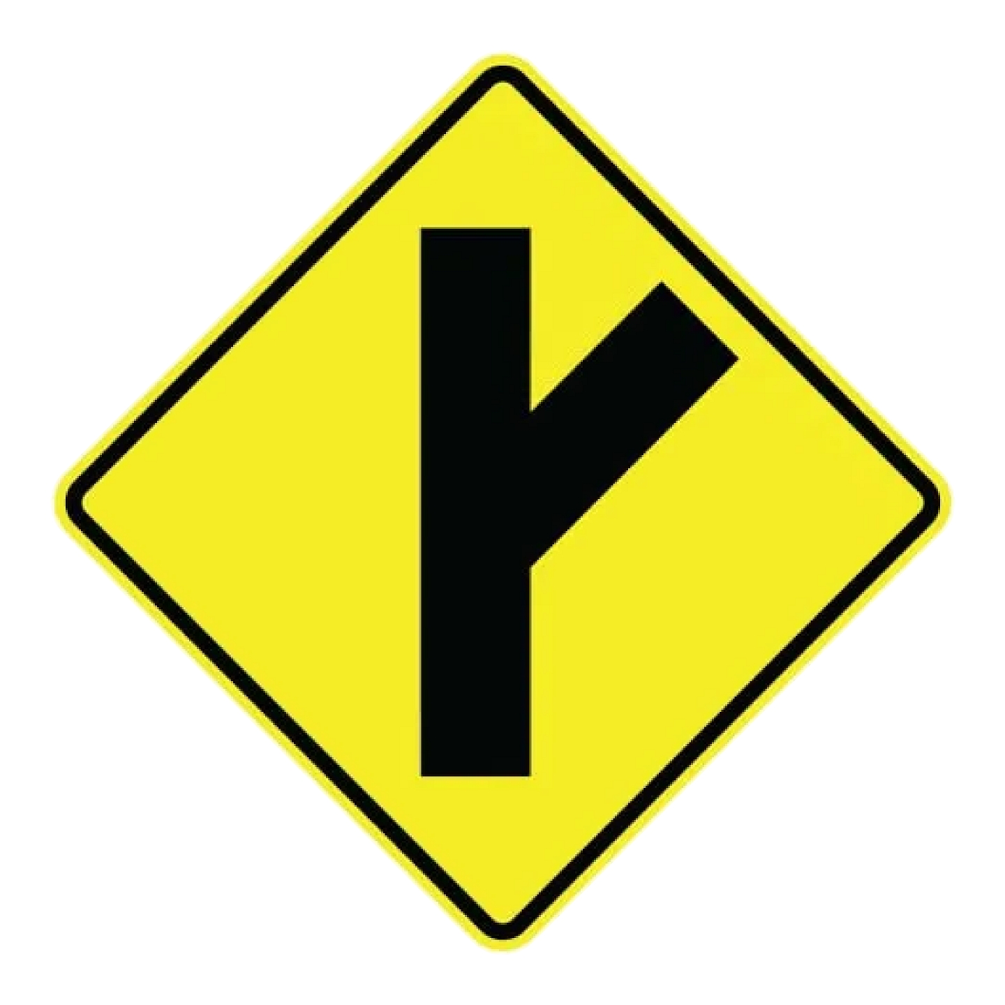 Side Road - Right Diagonal Symbol Sign - Yellow