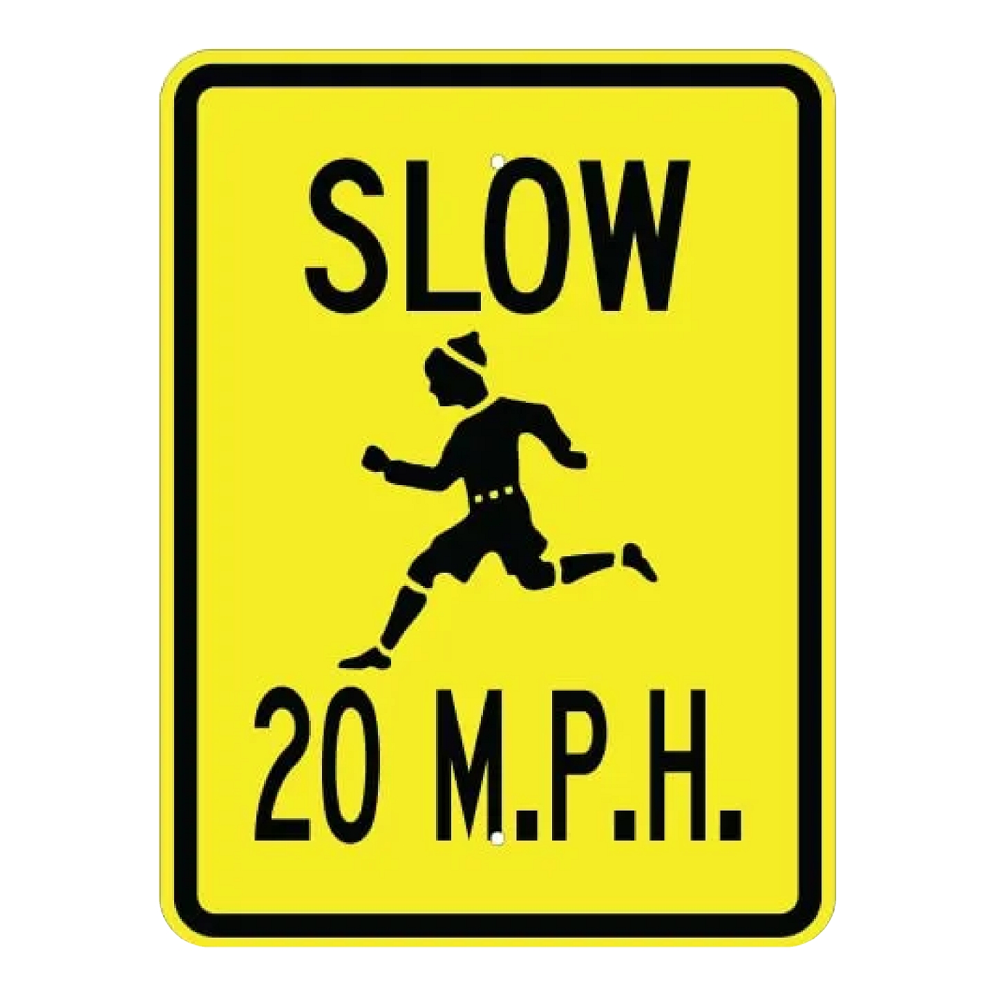 Slow 20 MPH Child Symbol Sign - Yellow