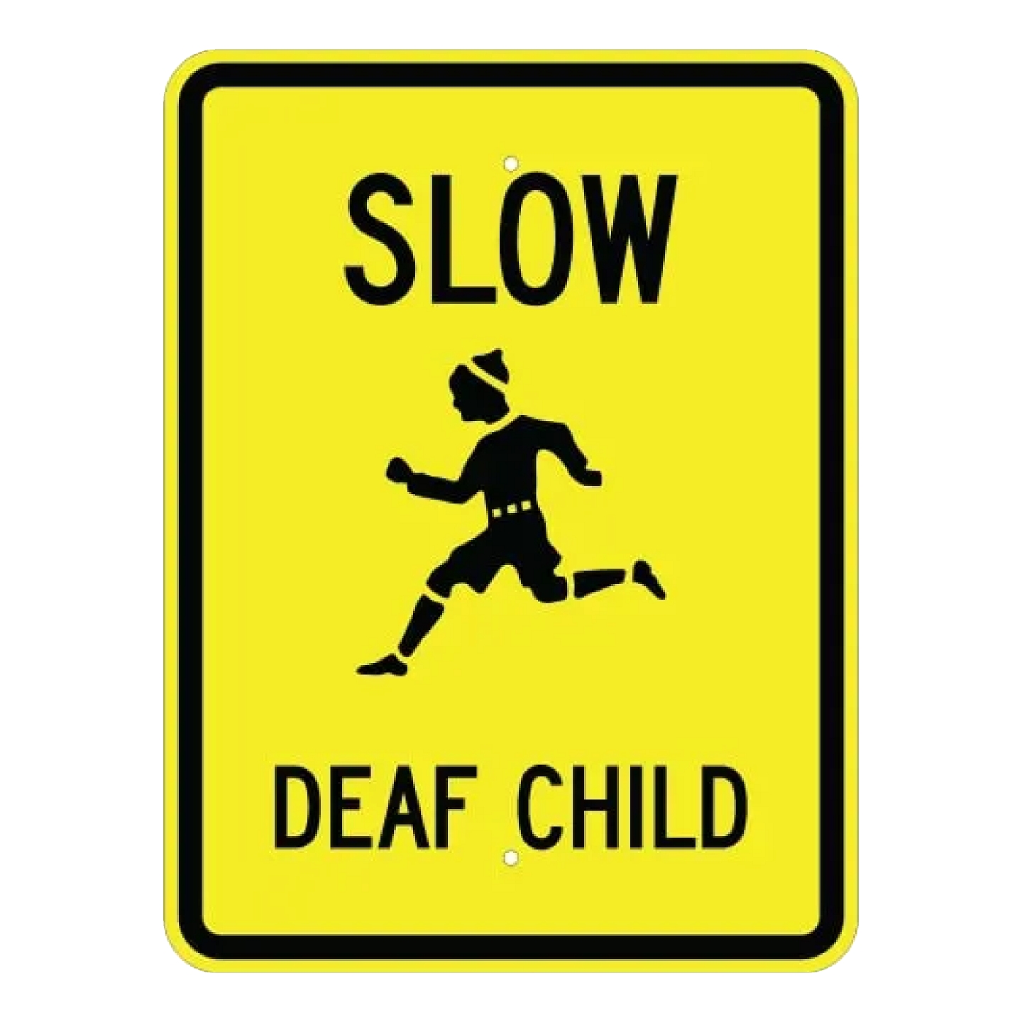 Slow Deaf Child Symbol Sign - Yellow