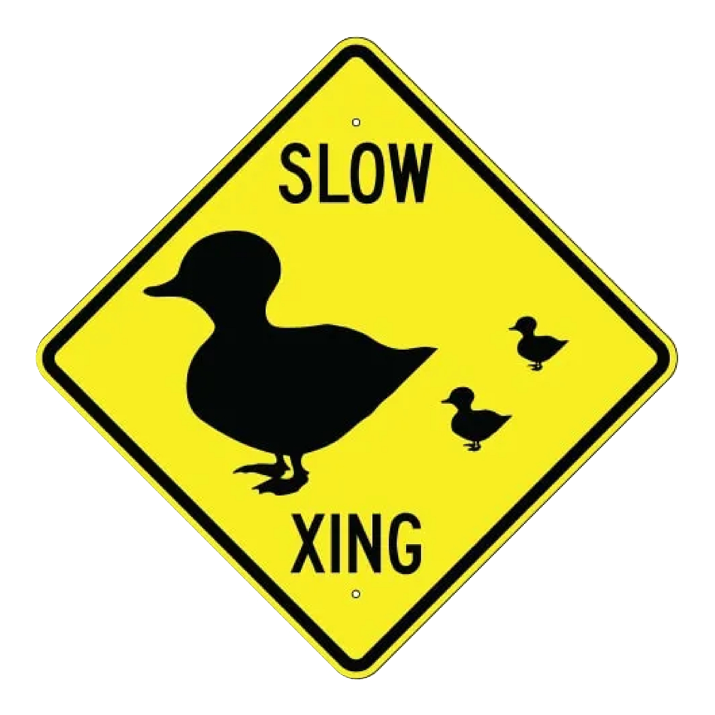 Slow X-ing - Duck Symbol Sign - Yellow