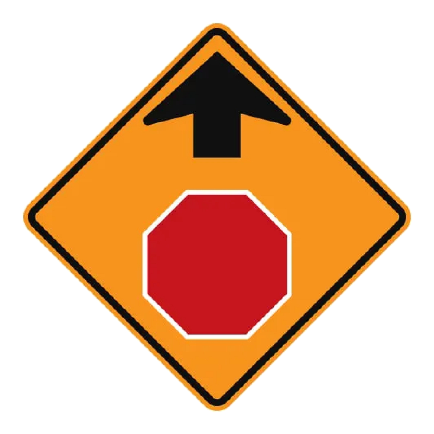 Stop Ahead Symbol Sign - Orange