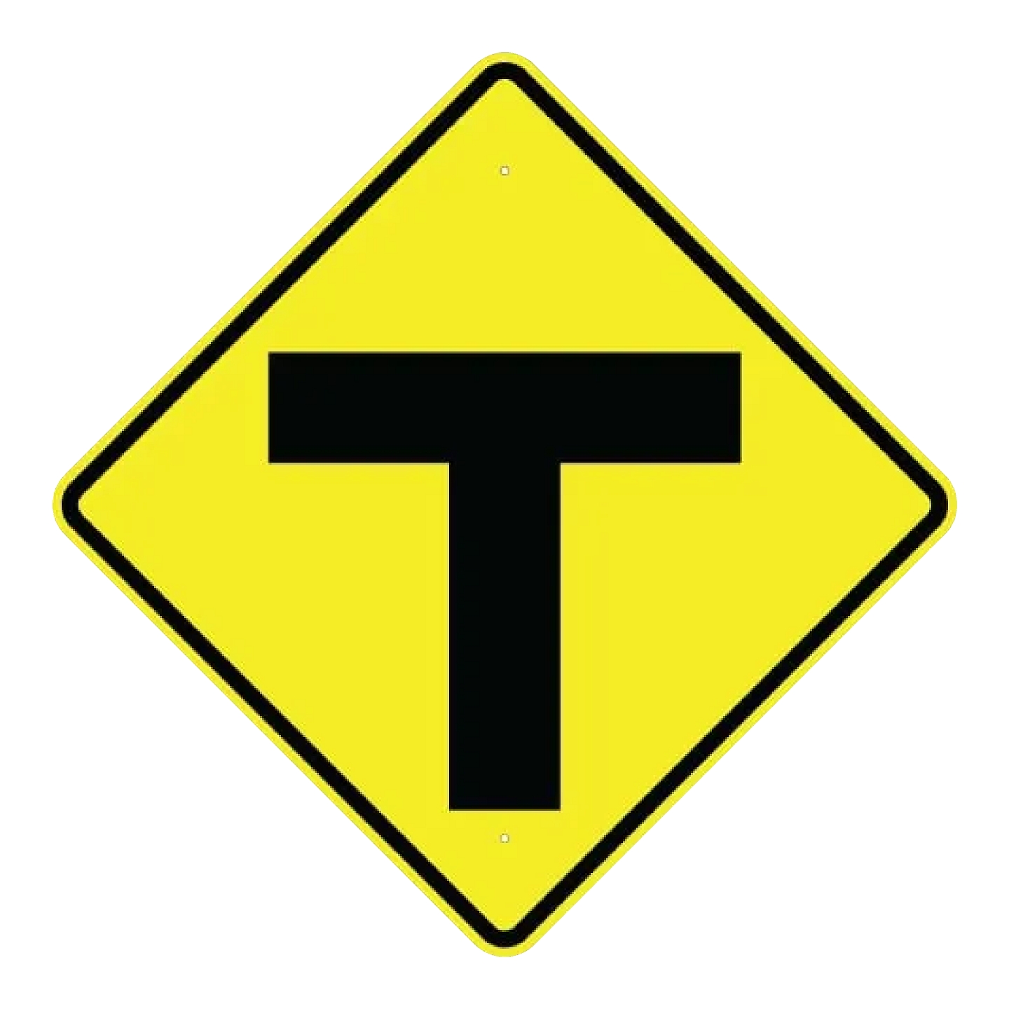 T Intersection Sign - Yellow