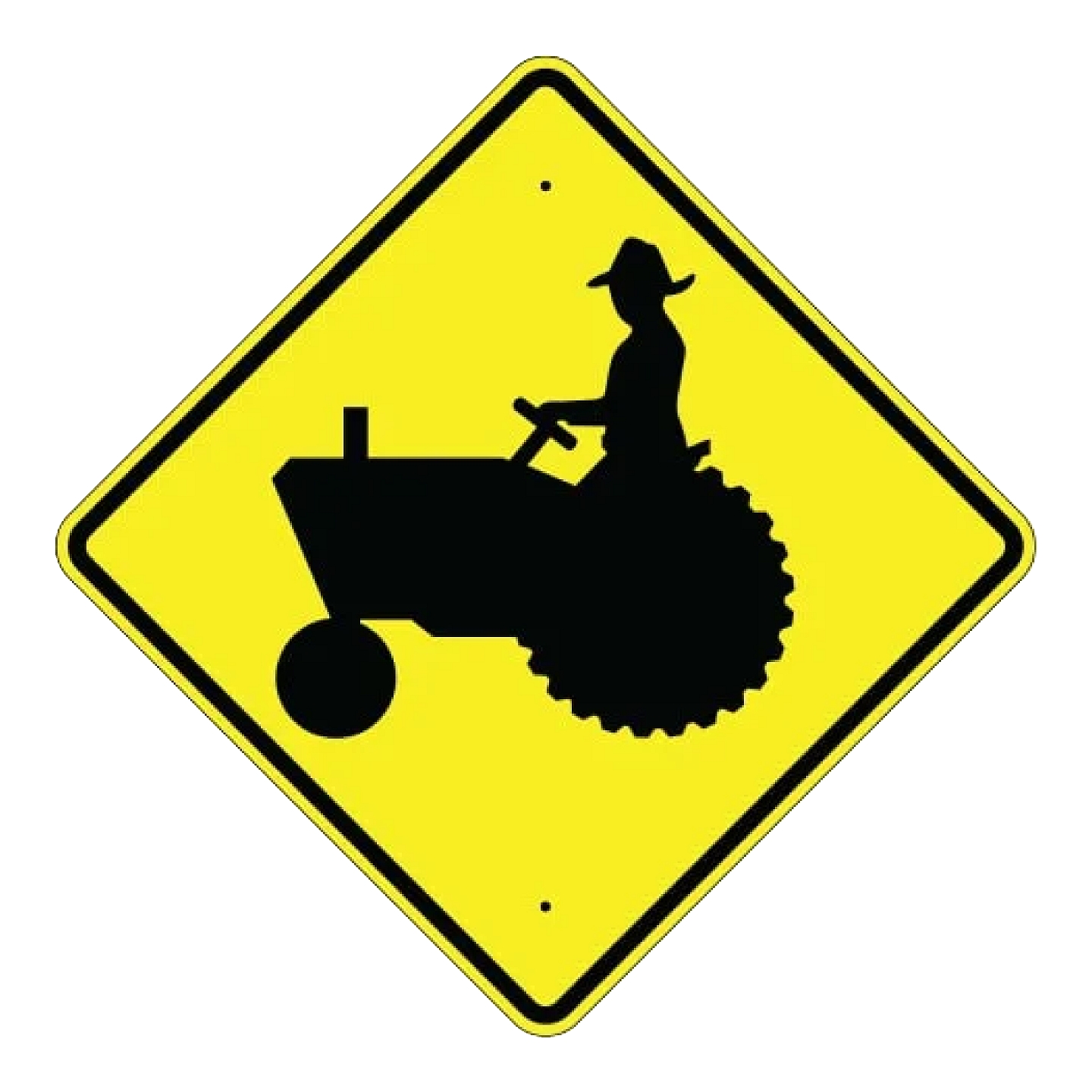 Tractor Crossing Symbol Sign - Yellow