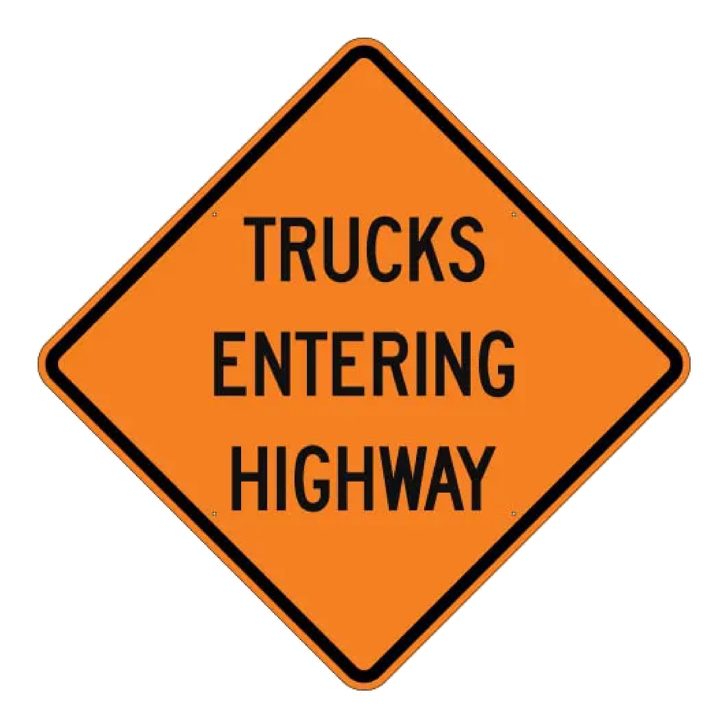 Trucks Entering Highway Sign - Orange