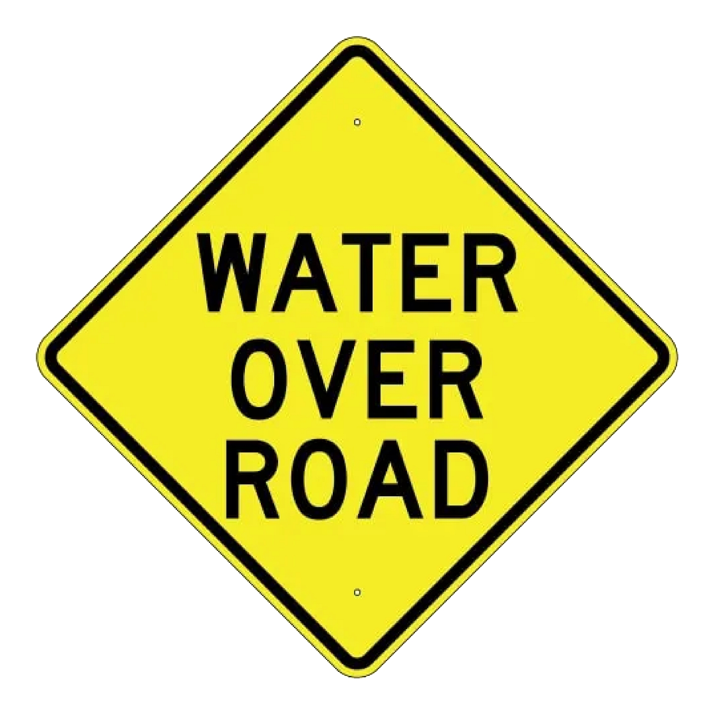 Water Over Road Sign - Yellow