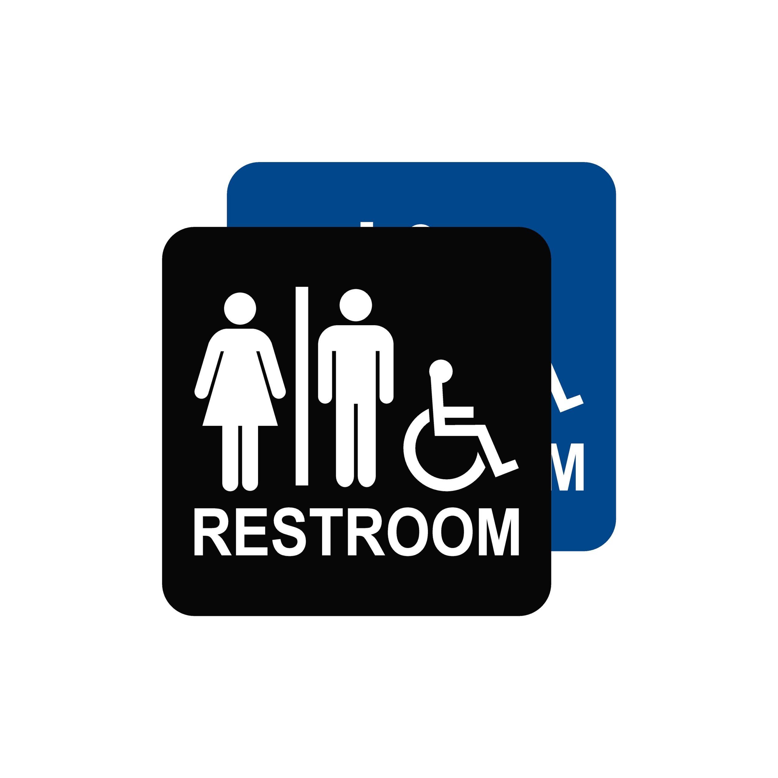 Accessible Non-Braille Restroom Sign Square - All Gender