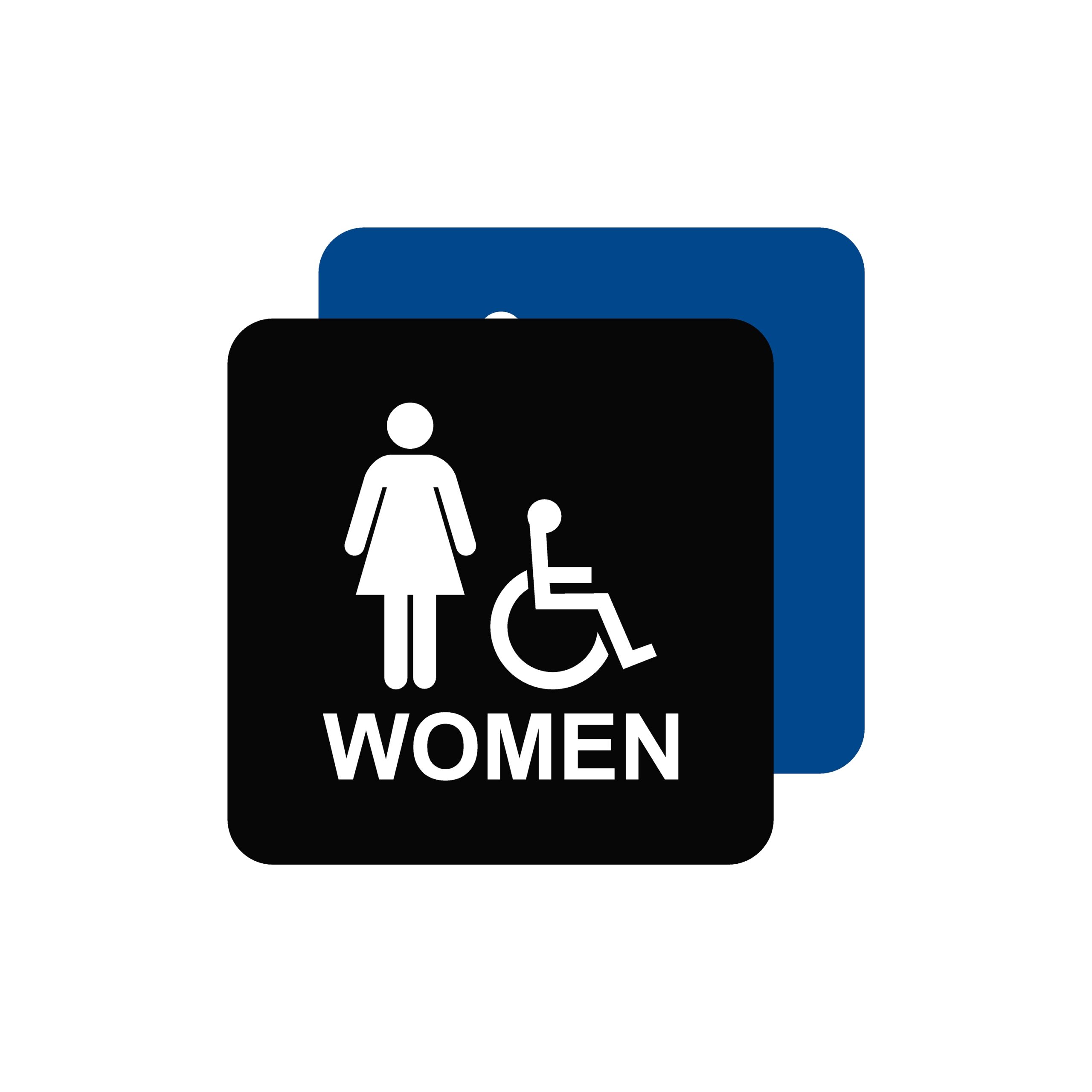 Accessible Non-Braille Restroom Sign Square - Women