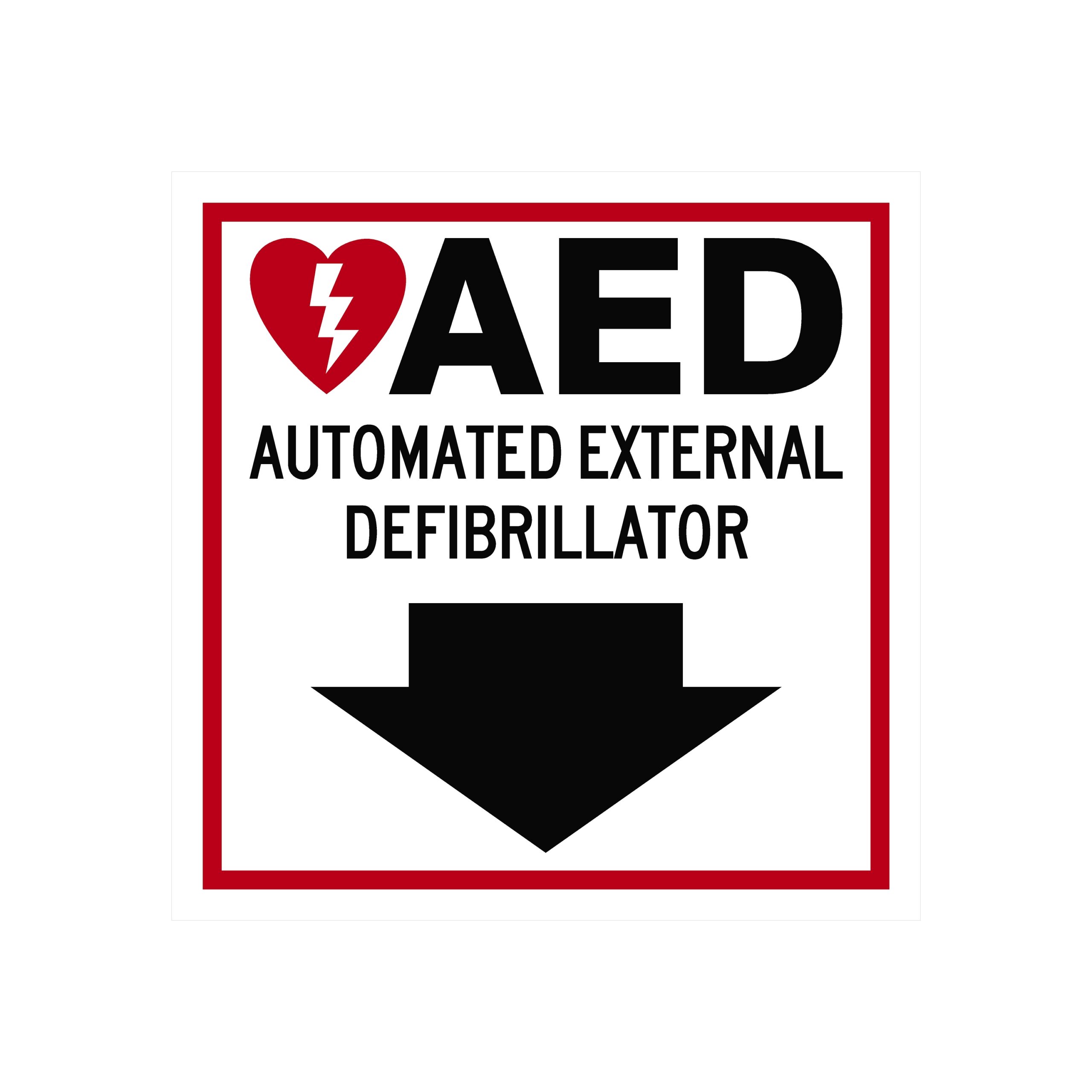 AED with Symbol - Down Arrow Square Sign