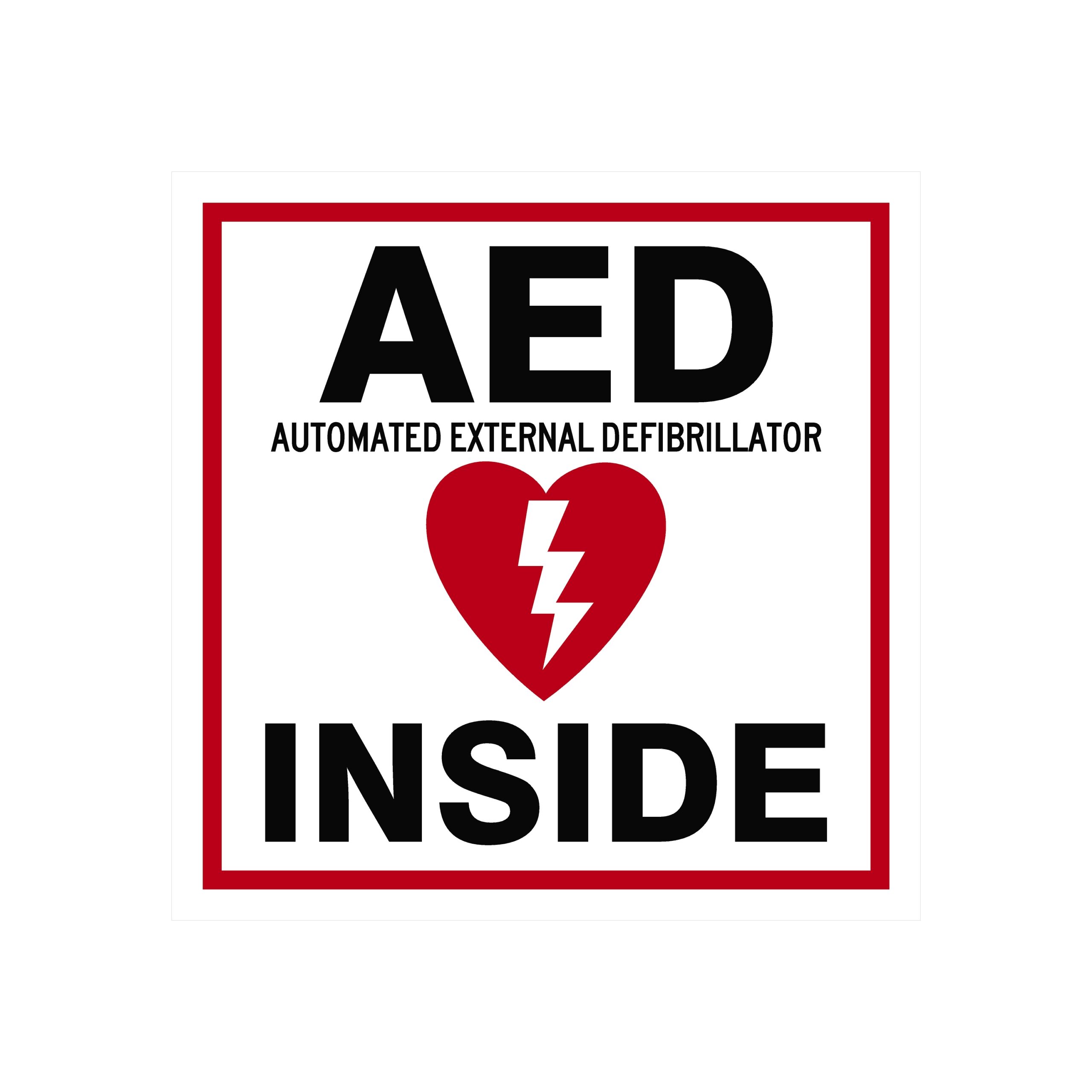 AED with Symbol - Inside Square Sign