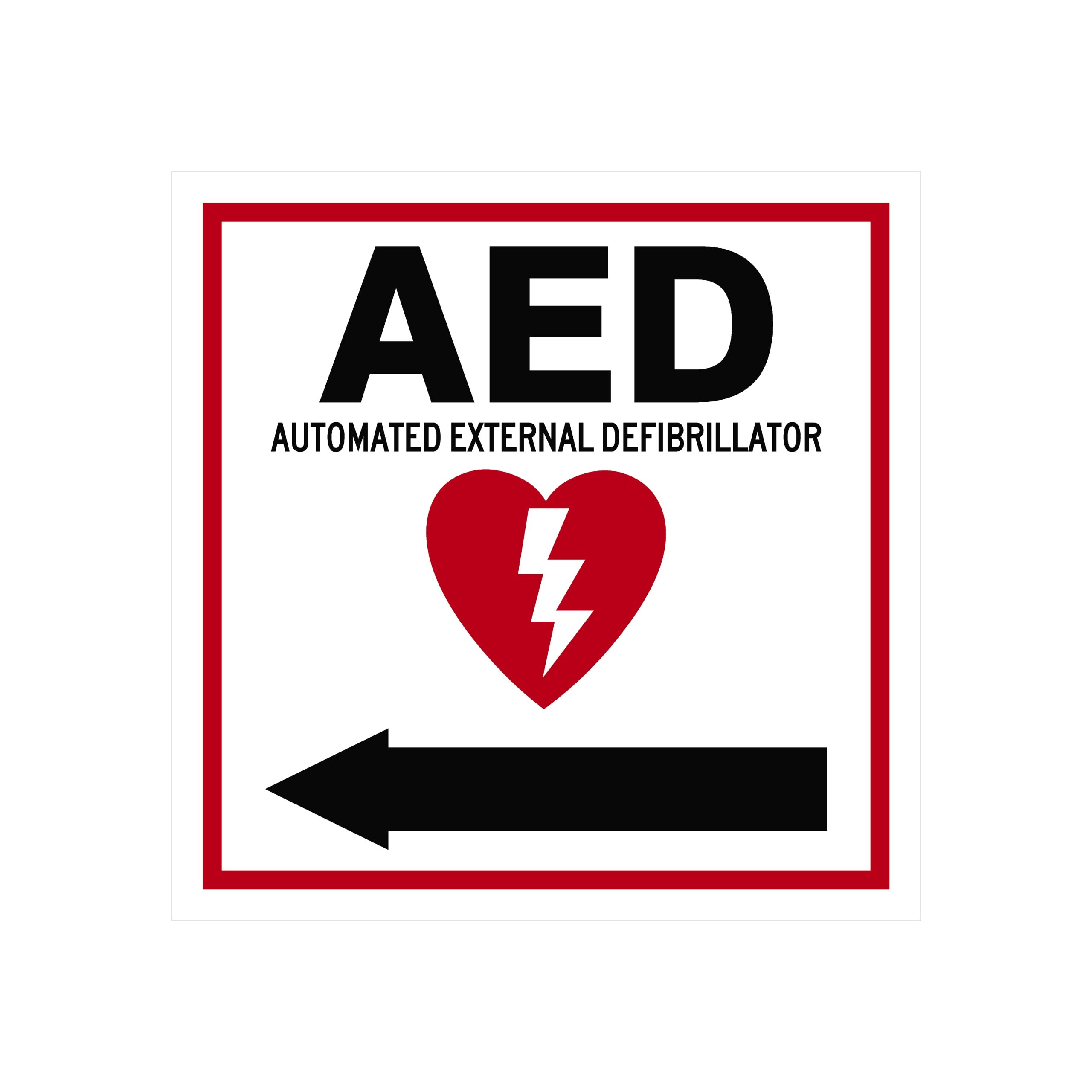 AED with Symbol - Left Arrow Square Sign
